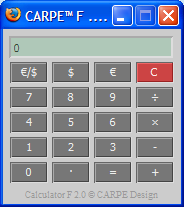 Screenshot: CARPE Calculator F 2.0 [Klicka hr fr att starta kalkylatorn i ett nytt fnster]
