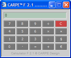 Screenshot: CARPE Calculator F 2.1 [Click to start the calculator in a separate window]