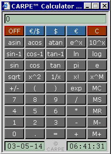 Screenshot: CARPE Calculator ZF [Click to start the calculator in a separate window]